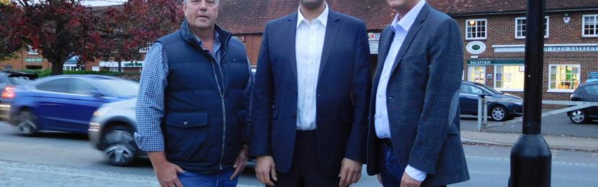 Ranil Jayawardena MP with Yateley Town Councillors Chris Barnes and Shawn Dickens