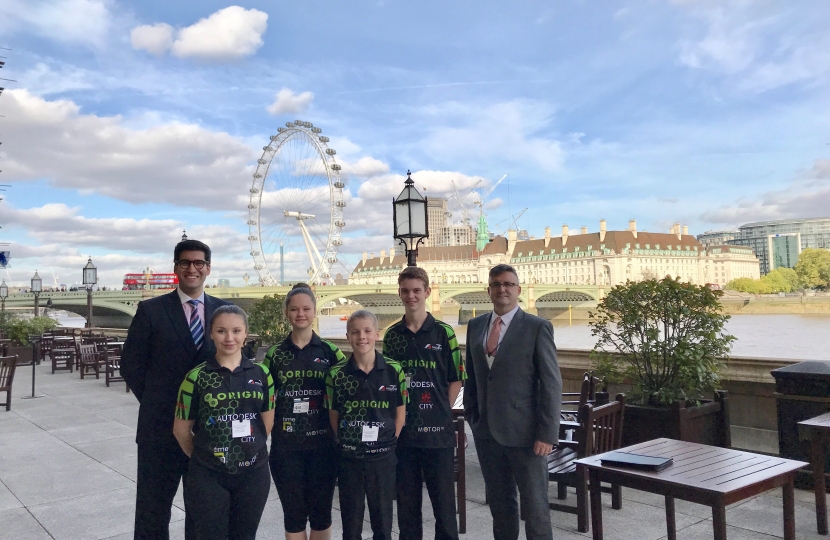 Ranil Jayawardena MP with members of the Robert May’s School F1 team