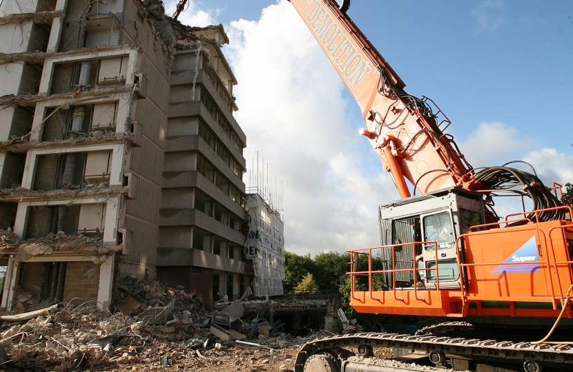 Knocking down redundant buildings on Basing View.