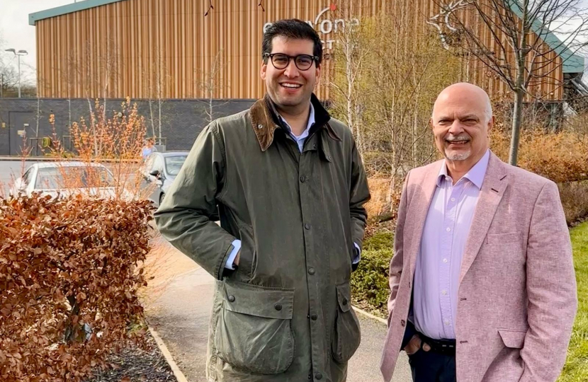 Ranil Jayawardena MP and Cllr Steve Forster outside Hart Leisure Centre