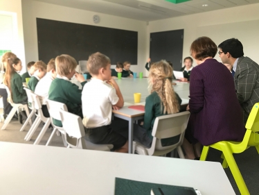 Ranil Jayawardena MP speaking with some possible future pupils of the new school